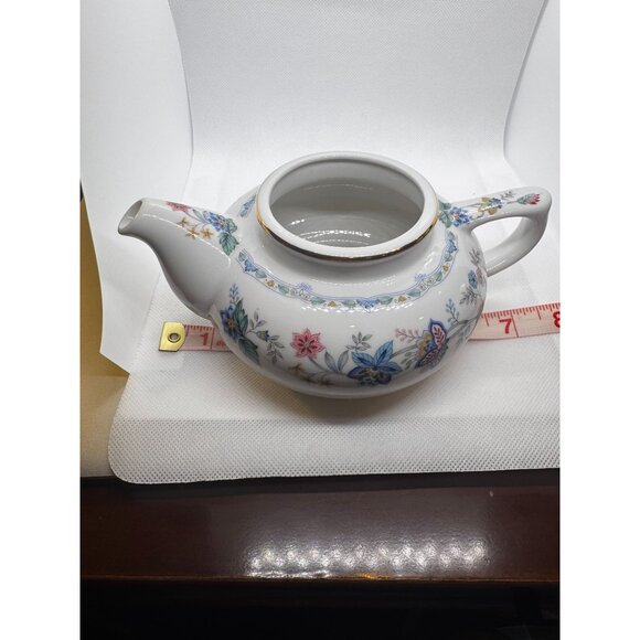 Andrea By Sadek Floral Teapot & Cup Set Porcelain Gold Trim Butterfly Design - Picture 12 of 16